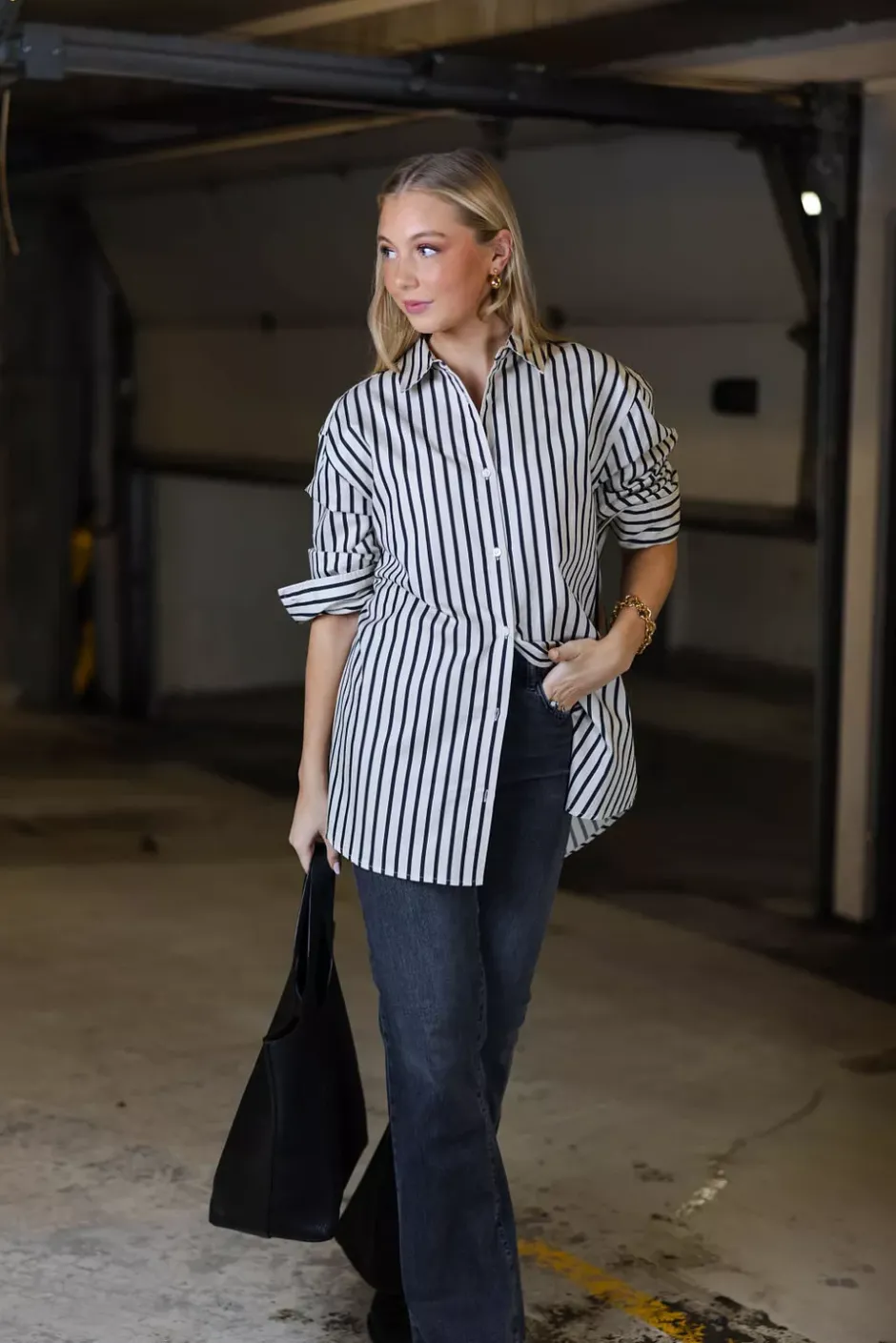Plaza Shirt Black And Tan^ANINE BING New