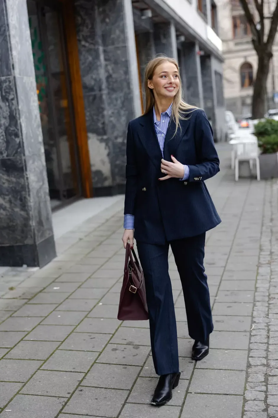 Raisa Blazer Navy Pinstripe^SAND Best