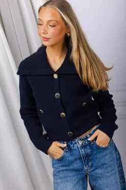Relaxed Fit Cardigan Navy^SELF-PORTRAIT Hot