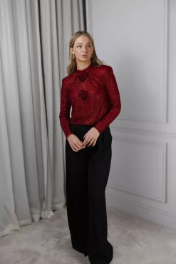 Rhinestone Fishnet Top Red^SELF-PORTRAIT Best