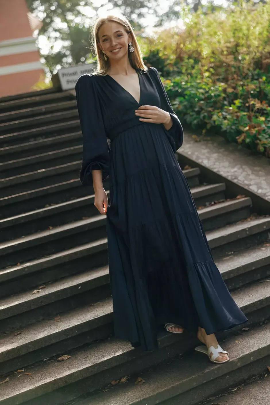 Satin Maxi Dress Dark Blue^BY TIMO Online