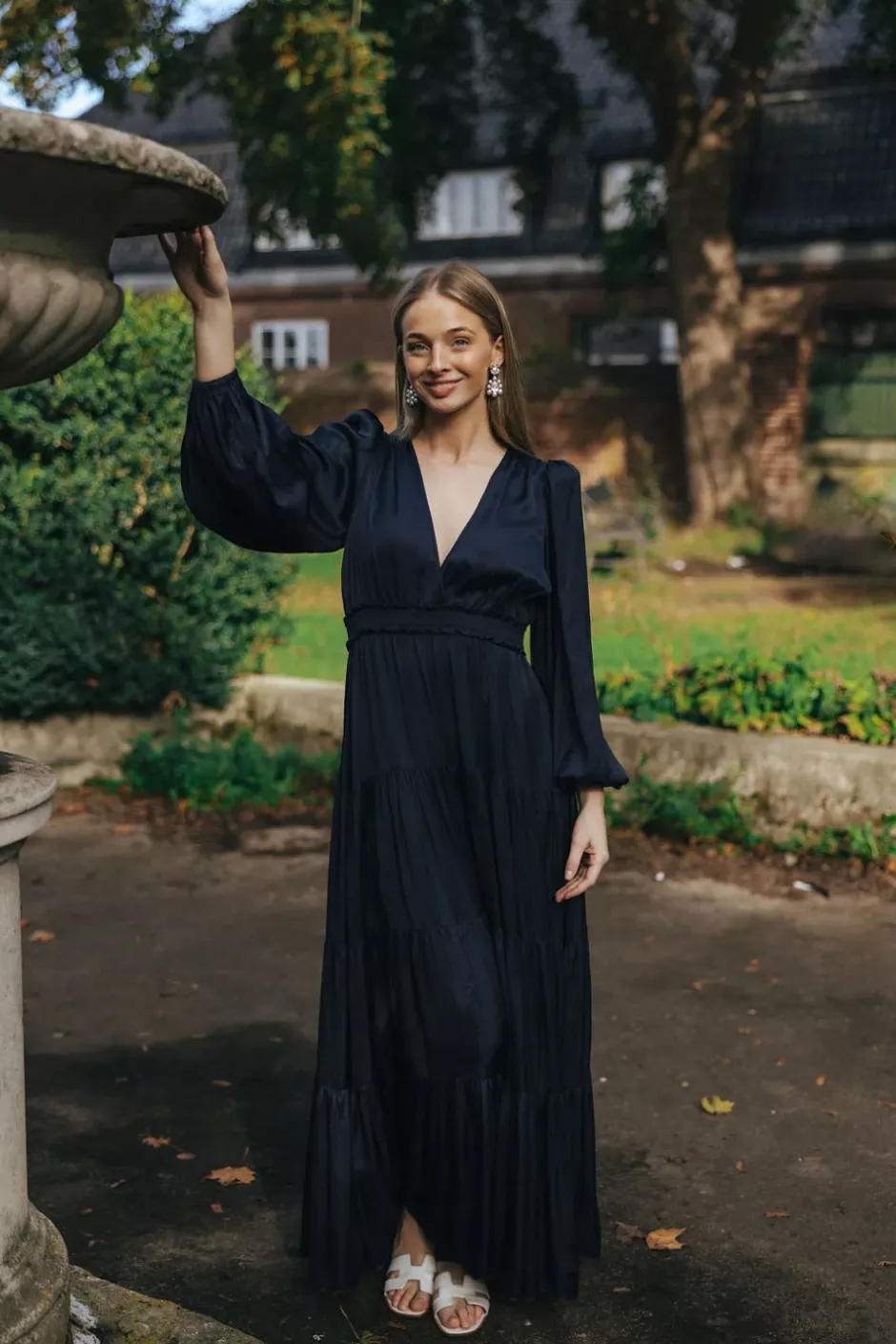 Satin Maxi Dress Dark Blue^BY TIMO Online