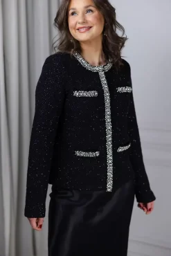 Sequin Knit Cardigan Black^SELF-PORTRAIT New