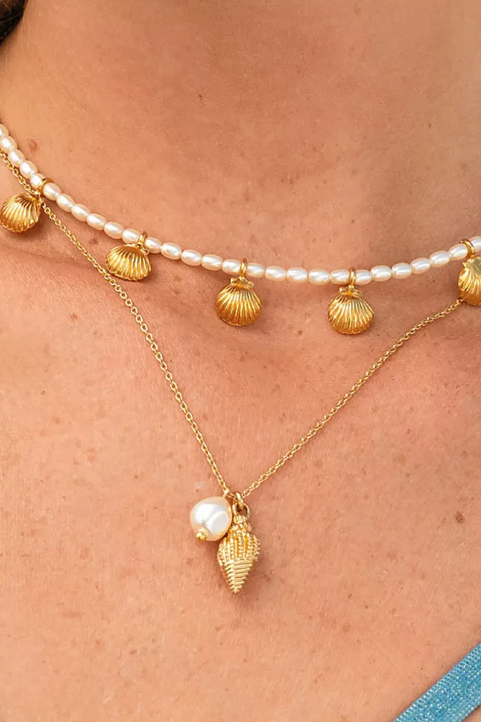 Shell Pearl Necklace Gold^CAROLINE SVEDBOM Fashion