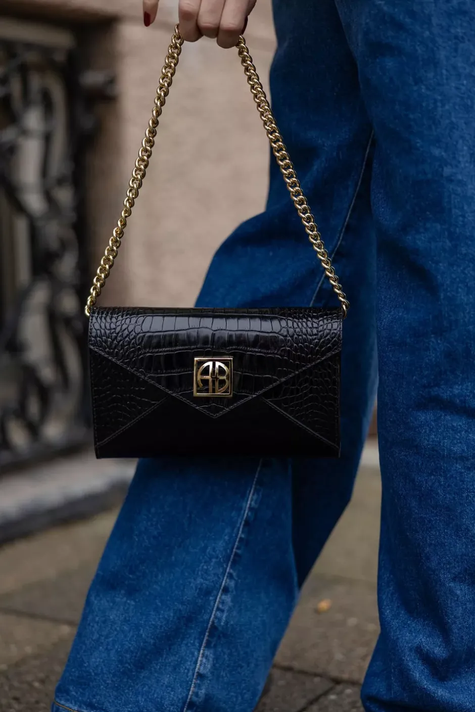 Small Elly Clutch Black Embossed^ANINE BING Discount