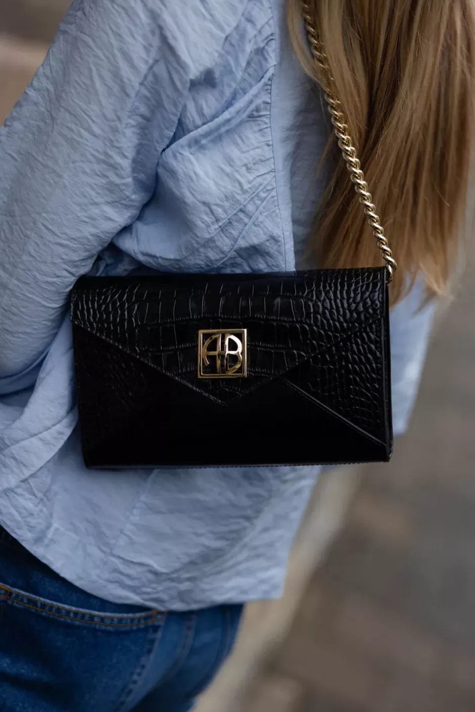 Small Elly Clutch Black Embossed^ANINE BING Discount