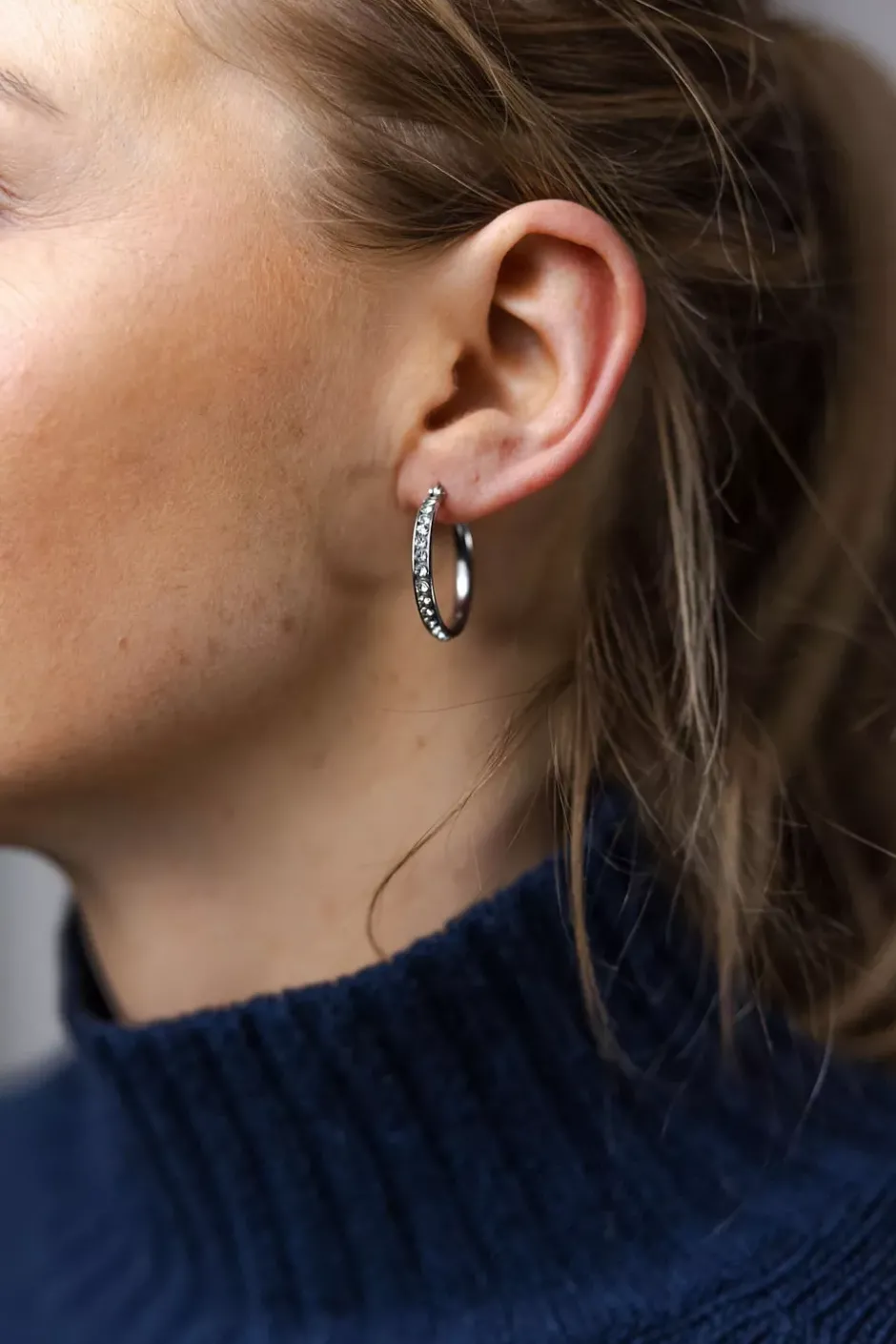 Sparkling Hoops Silver 25mm^HIIL STUDIO JEWELRY Clearance