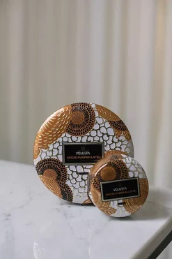 Spiced Pumpkin Latte 3-Wick Candle in Dec Tin 40t^VOLUSPA Best