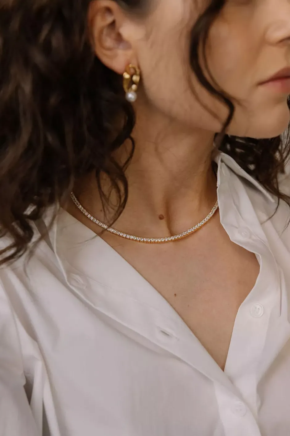 Tennis Necklace Gold^HIIL STUDIO JEWELRY Outlet