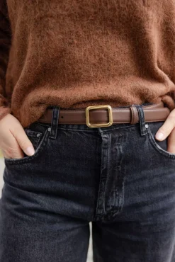 The Georgia Wide Belt Gold Chocolate Brown^LIÈ STUDIO New