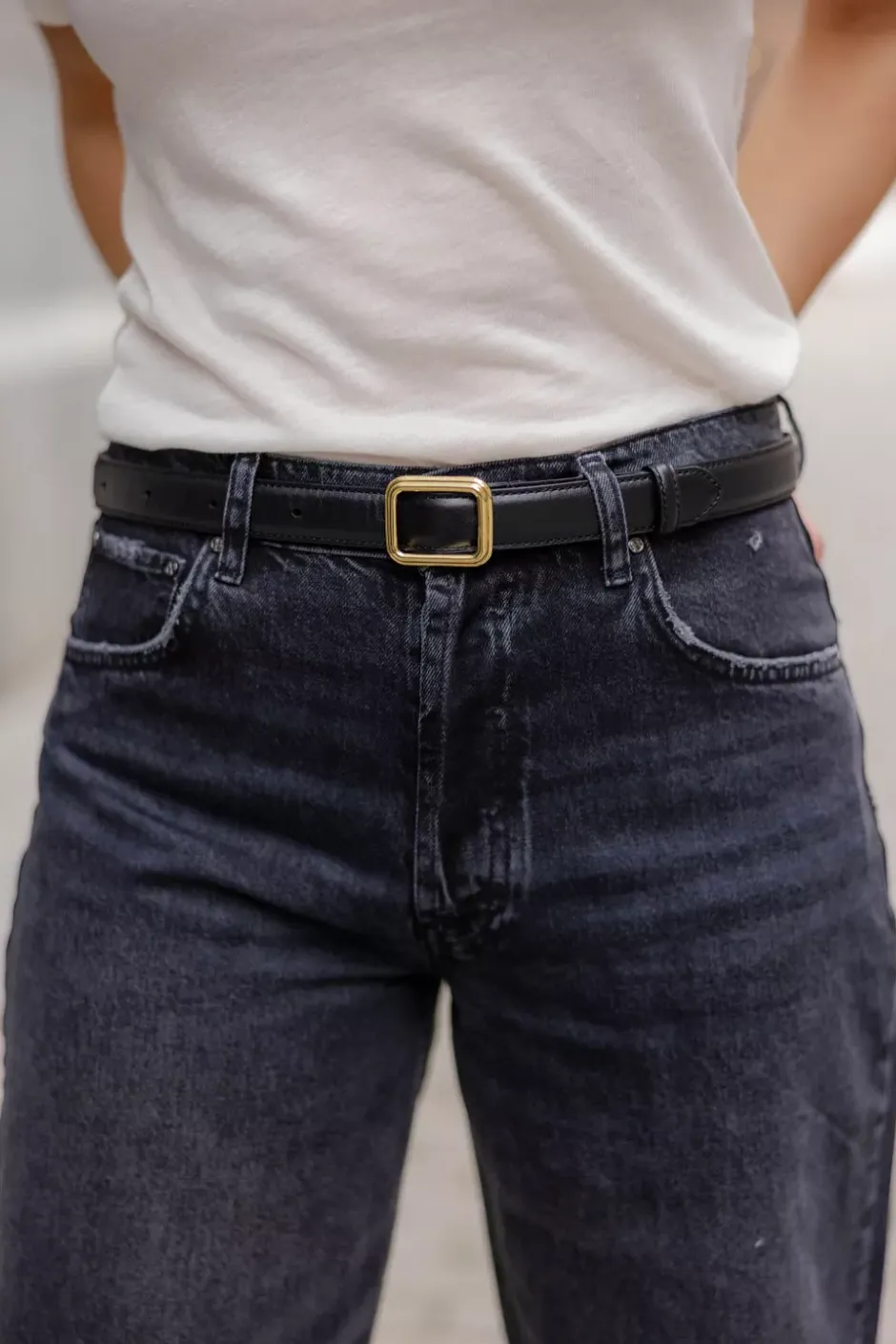 The Georgia Wide Belt Gold Solid Black^LIÈ STUDIO Sale
