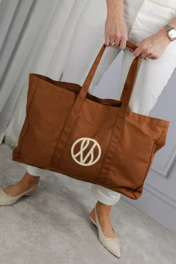Tote Bag Dark Brown Cream Logo^LESCARF New