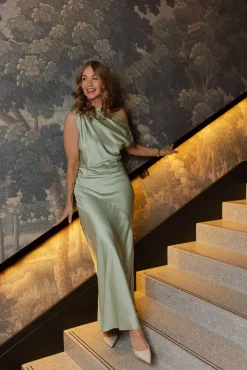 Venessa Satin Maxi Dress Desert Sage^TWISTu0026TANGO Clearance