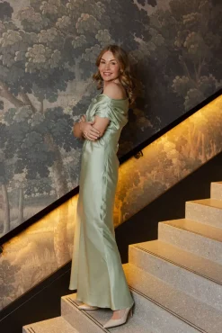 Venessa Satin Maxi Dress Desert Sage^TWISTu0026TANGO Clearance