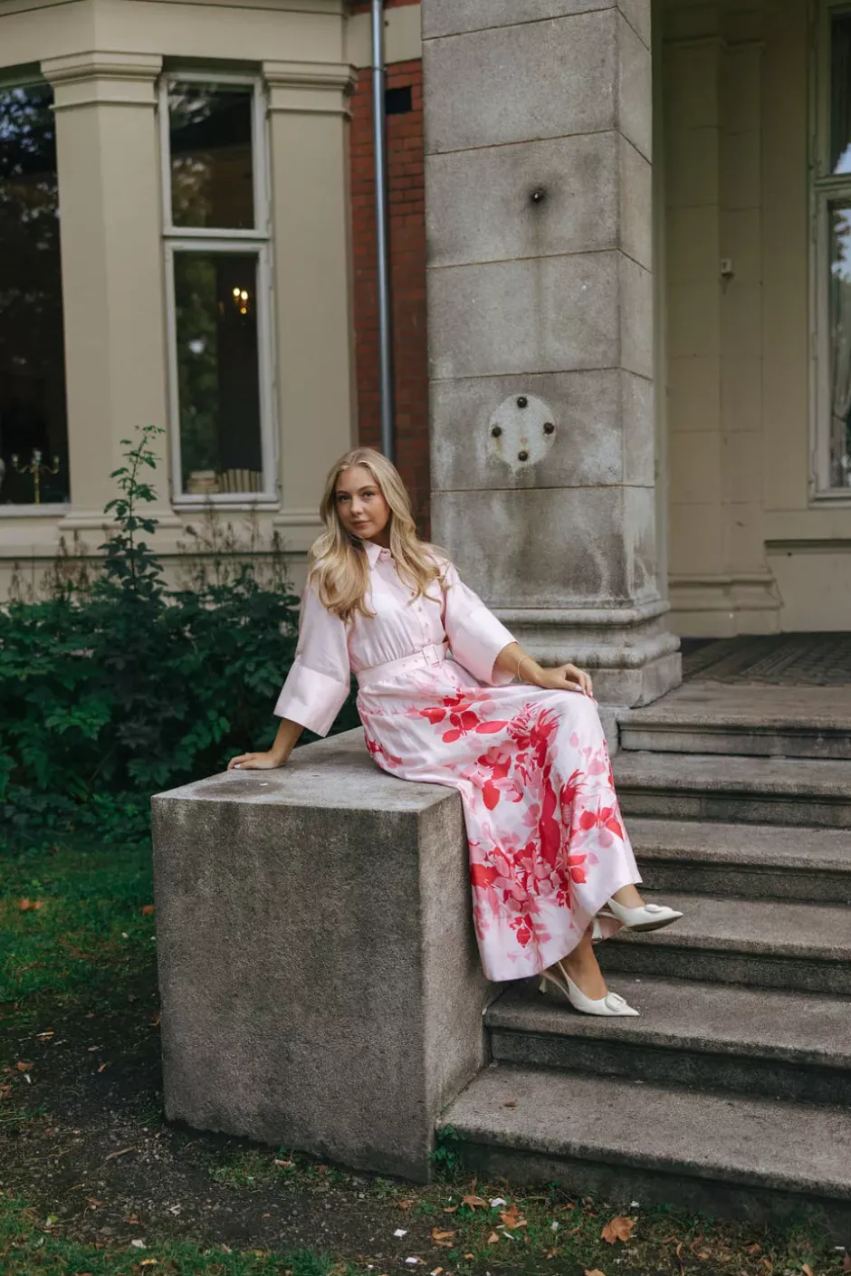 Viscose Collared Dress Pink Field^BY TIMO Outlet