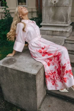 Viscose Collared Dress Pink Field^BY TIMO Outlet
