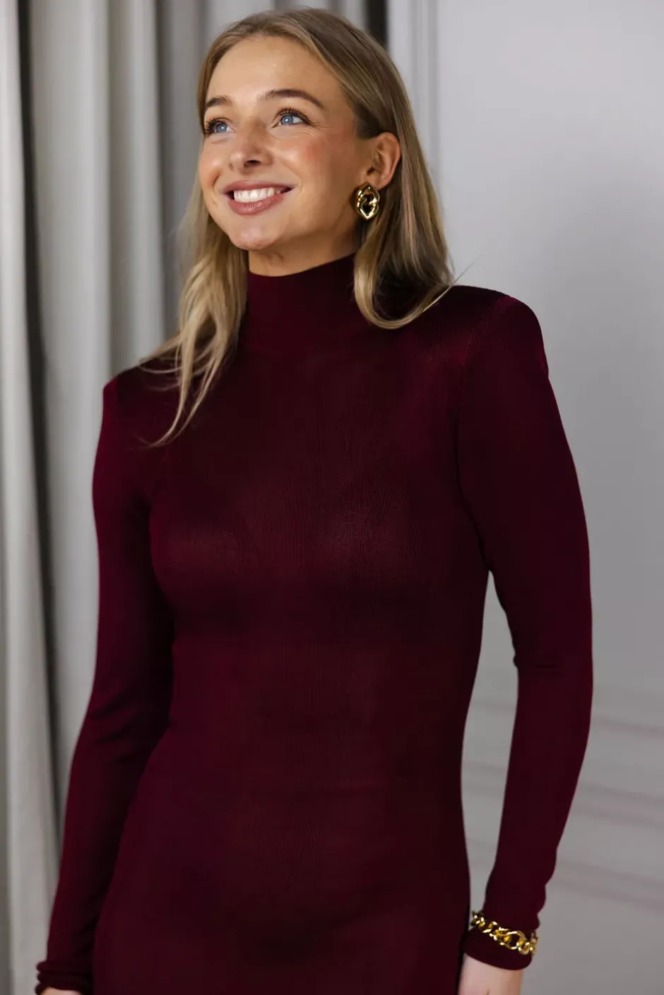 Viscose Knit Maxi Dress Burgundy^SELF-PORTRAIT Discount