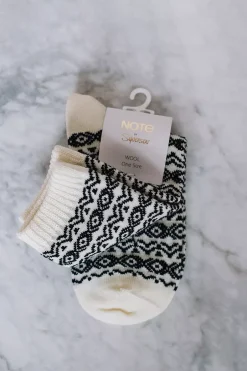 Wool Pattern Socks Offwhite/Black^NOTE BY SYVERSEN Outlet
