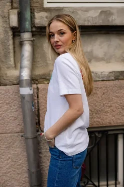 Ykobow T-Shirt White Print Green^AMERICAN VINTAGE Fashion